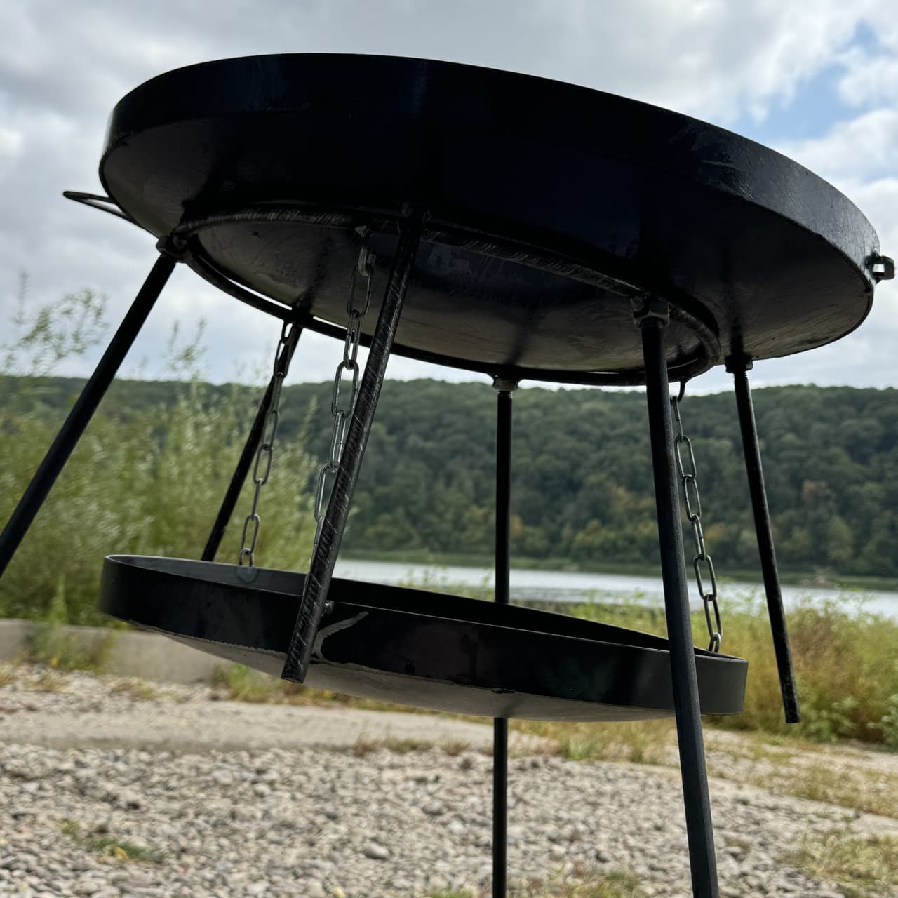 Сковорода з диска 40 см із кришкою нержавійкою та підставкою для вогню на розбірних ногах 1м